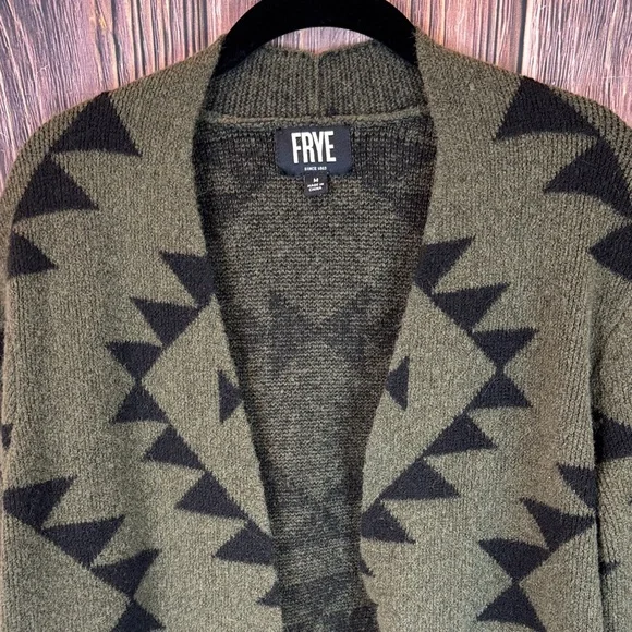 Frye Olive and Black Patterned Cardigan - Picture 2 of 11